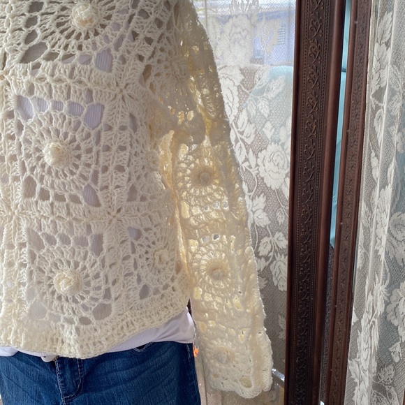 Handmade soft white crochet sweater - Picture 3 of 4